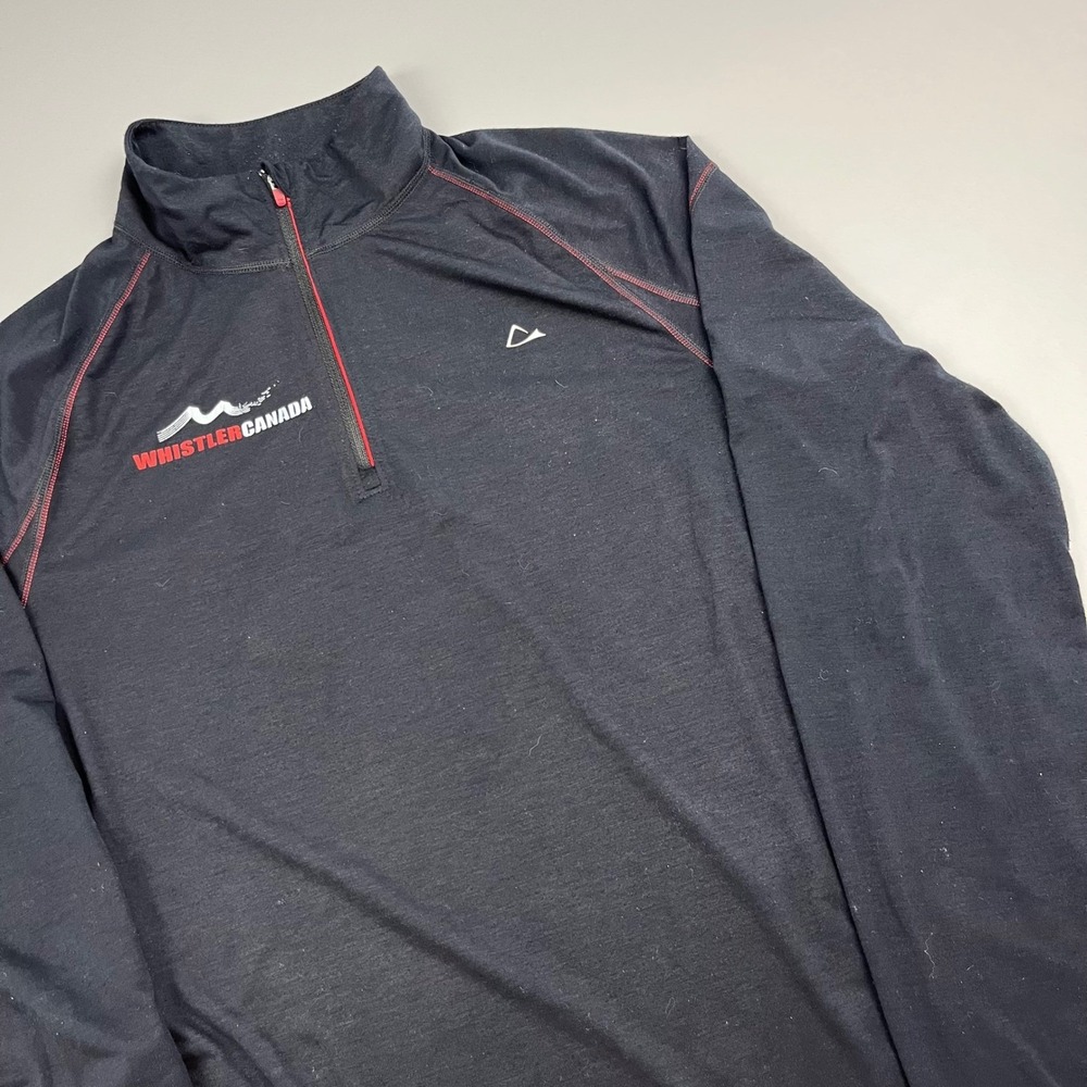 Paradox 1/4 Zip Pullover Mens Small Black Whistler Canada Merino Blend Top Wool